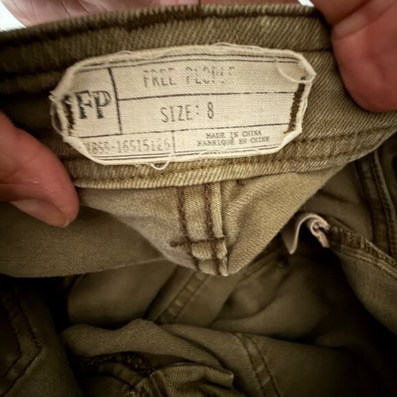 Free People Womens Olive Distressed Button-Fly Jeans Size 8 Cotton - Picture 5 of 6